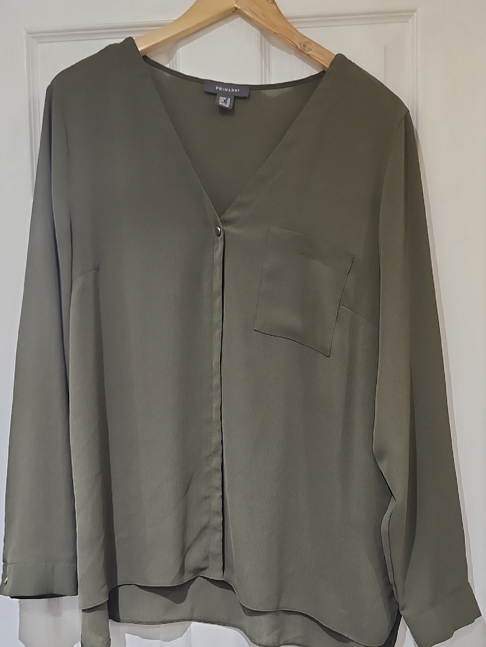 Primark Olive Green V-Neck Button Blouse